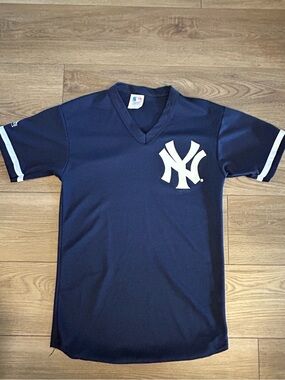 Vintage Y2K Majestic NY Yankees Jersey USA Made V Neck MLB Small
